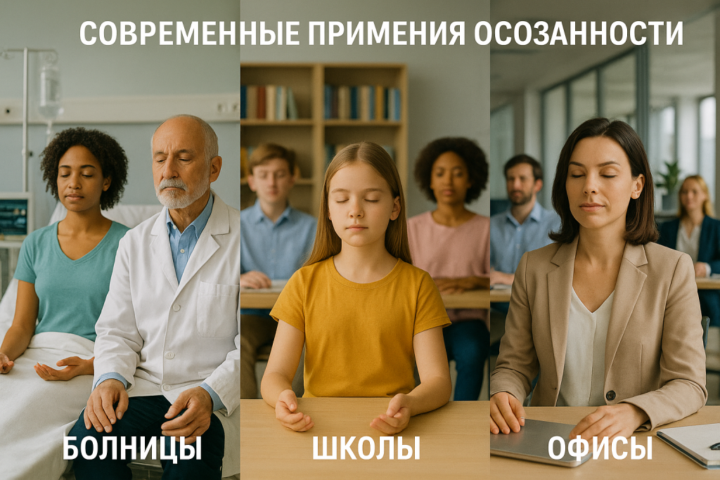 современные применения осознанности - больницы, школы, офисы